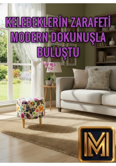 Diday K Trend Puf Koltuk Puff Bench Dekoratif Bohem Doğal Gürgen Ayaklı Çok Amaçlı Bahçe Ev Balkon Karma Çok Renkli