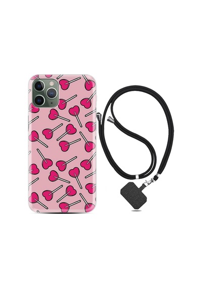 Apple Uyumlu iPhone 12 Pro Kılıf Boyun Askılı Heart Lollipop 1414