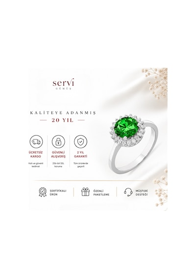 Servi 925 Ayar Gümüş Rainbow Taşlı Yüzük-60