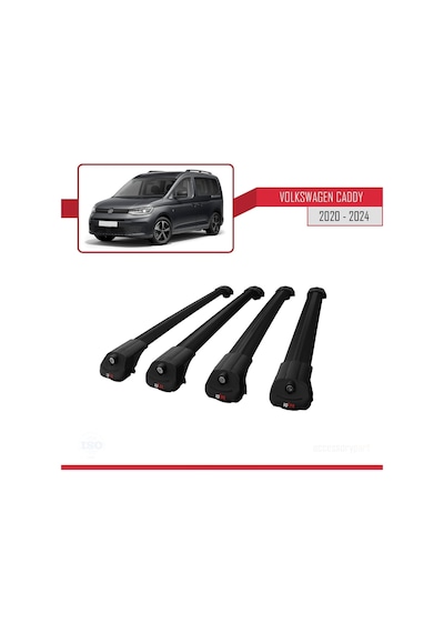 Volkswagen Caddy 2020 Ve Sonrası İle Uyumlu Ace-1 Ara Atkı Tavan Barı Siyah 4 Adet Bar