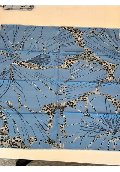 N Craft Desıgn Leopar Çiçek Fuları Saks Mavi
