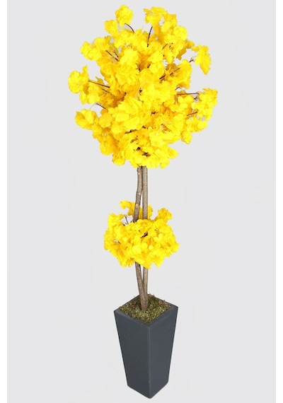 Ahşap Saksıda Yapay Bahar Dalı Ağacı Sarı 150 Cm Sarı