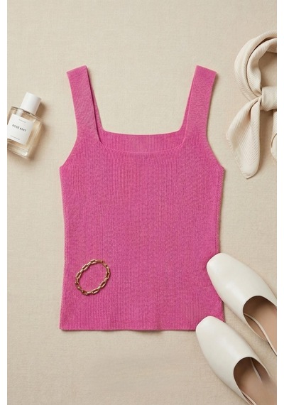 Rovebella Vera Kare Yaka Fitilli Pembe Crop