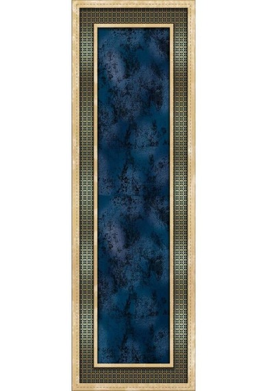 Lacivert Çerçeveli Desen Premium Masa Örtüsü Runner Rnr394n11