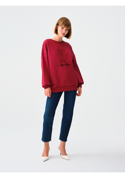 Oversize Kadın Sweatshirt Burgundy