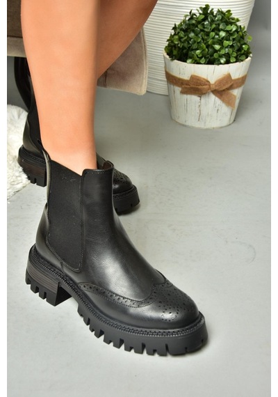 Fox Shoes R312152909 Siyah Kalın Tabanlı Kadın Bot Siyah