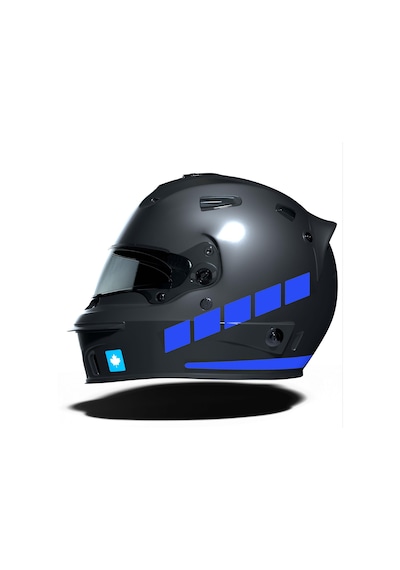 Şerit Tasarımlı Azur Mavi Motosiklet Kask Sticker Çınar Extreme