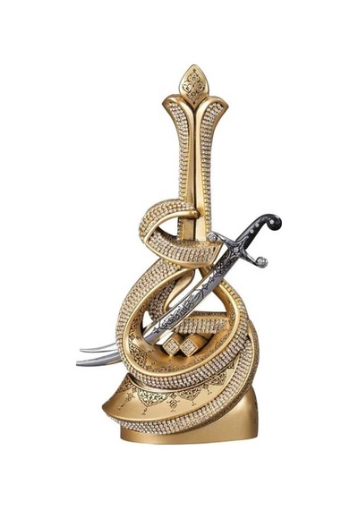 İslami Hediyelik Masa Dekoru Biblo Hz. Ali'nin Kılıcı Gold