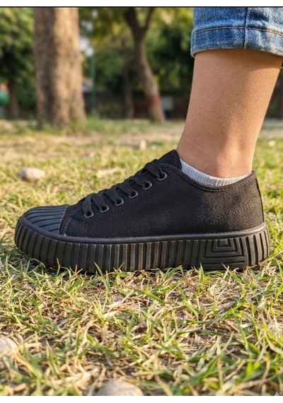 In Step Unisex Çocuk Siyah Lifestyle Günlük Ayakkabı - Dayanıklı Tırtıklı Kalın Taban