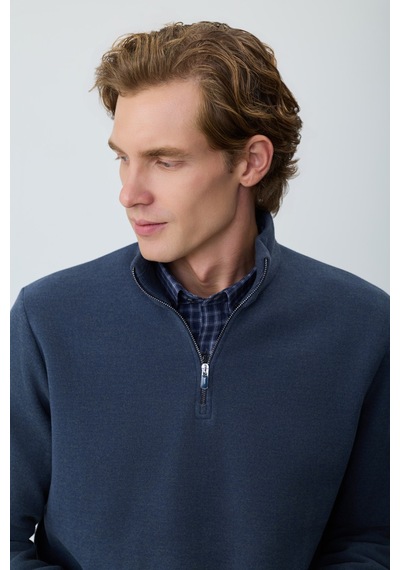 Morven Erkek Lacivert Fermuarlı Bato Yaka Dynamic Fit Sweatshirt 27ks063003200 Lacivert