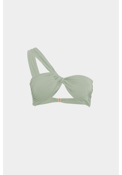 Açelyaokcu Premium Tek Omuz Juno Slim Fit Kadın Bikini Üstü Su Yeşili