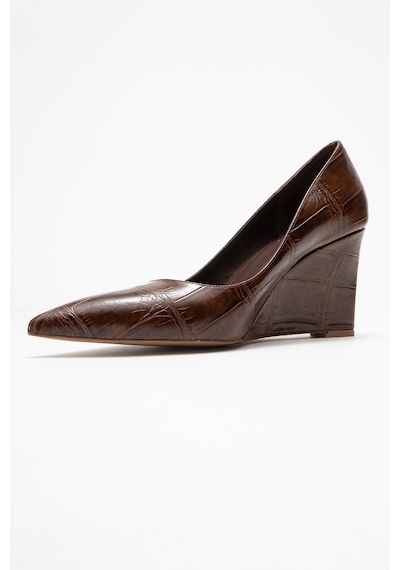 Luvishoes Luvi Shoes Puera Açık Kahverengi Baskı Sivri Burunlu Kadın Dolgu Topuklu Ayakkabı Açık Kahverengi