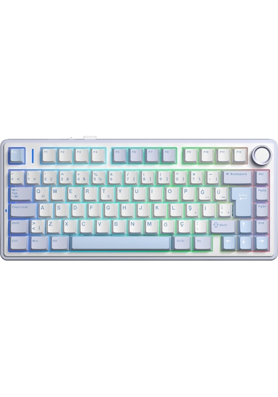 Aula F75 Mekanik Rgb Tkl Graywood V4 Switch Kablosuz Makrolu Hot Swap Türkçe Q Klavye Buz Mavisi