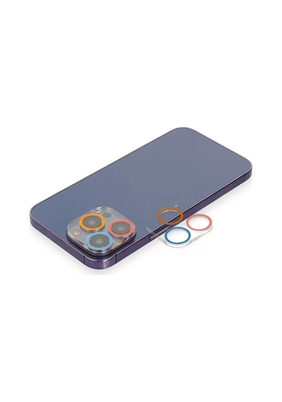 Apple İphone 13 Pro Max Renkli Kamera Lens Koruma Cam - Pembe-mavi