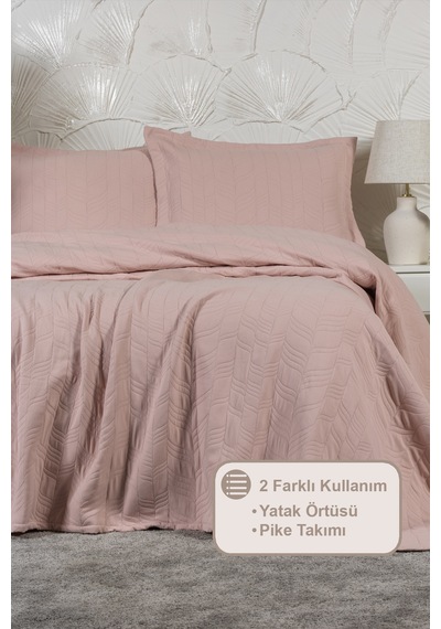 Elart Fashion Yatak Örtüsü Seti Tek Kişilik 180x240 Cm Gülkurusu Gülkurusu