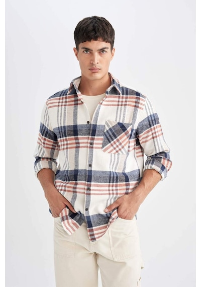 DeFacto Regular Fit Kareli Oduncu Flanel Uzun Kollu Gömlek D4180AX24WNER98