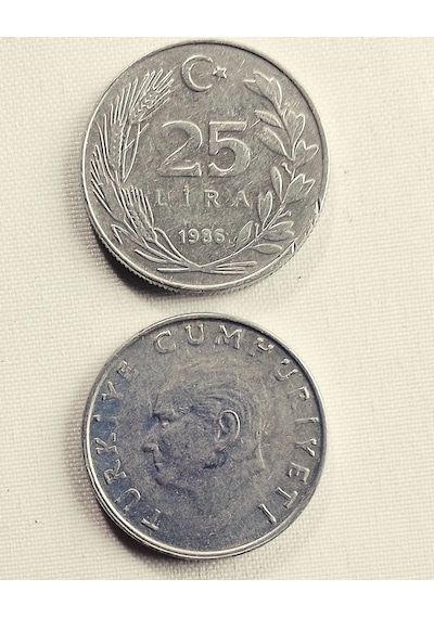 25 Lira 1986 Eski Koleksiyon Madeni Para.