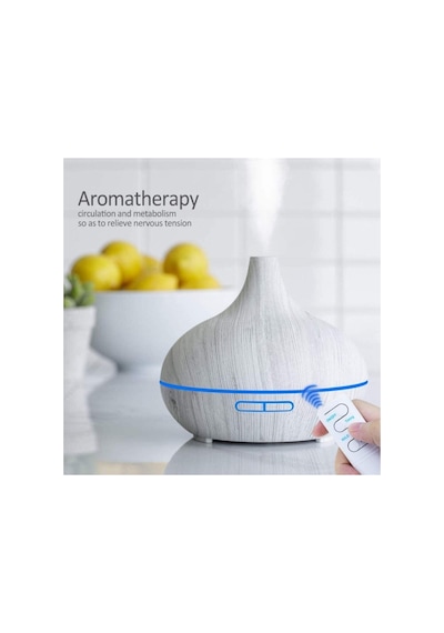 Aroma Terapi Oda Hava Nemlendirici Işıklı Ultrasonik Buhar Makinesi Ahşap Görünüm 7 Renk Led Işıklı