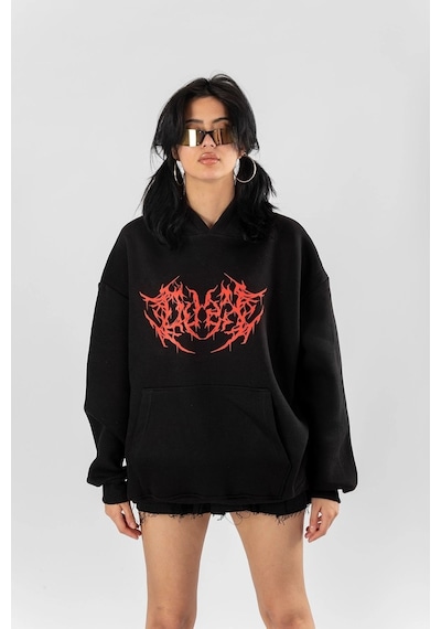 Tarzsokak Kırmızı Dusk Baskılı Oversize Unisex Siyah