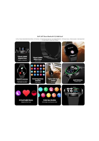 Buff Bw11 Akıllı Saat 1.43" Ip68 Metal Black ( Distribütör Garantili )