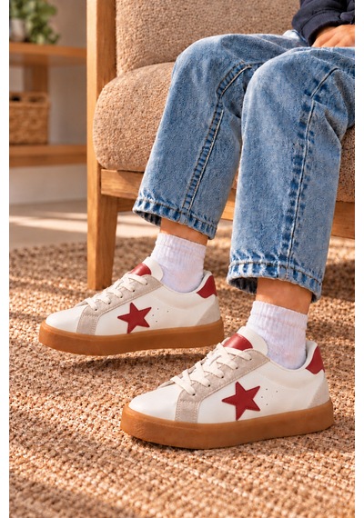 Çocuk Esnek Sneaker Beyaz/kırmızı