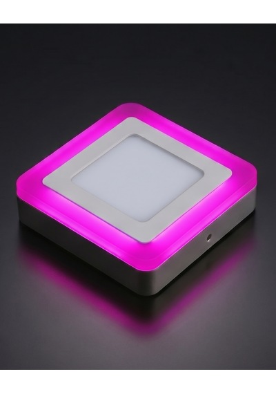 Kare Sıva Üstü Led Spot Armatür 9 Watt Çift Renk Üç Kademe Pembe Günışığı Gece Lambası