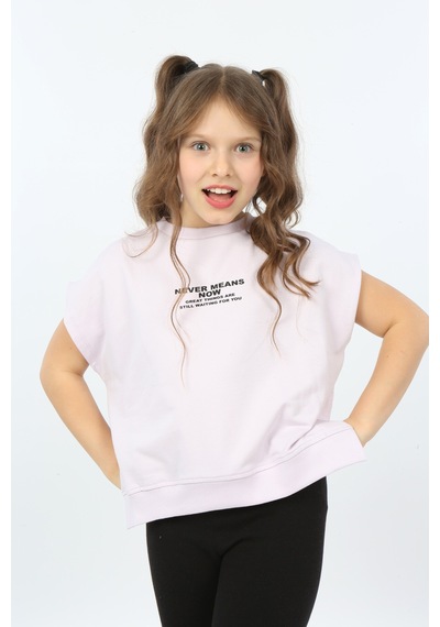 Toontoy Kids Toontoy Kız Çocuk Never Means Now Baskılı Tişört Açık Lila