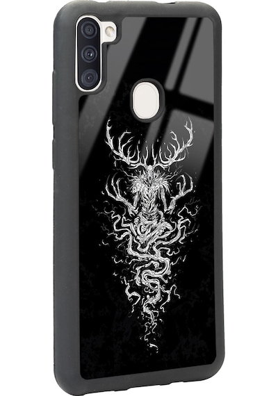 Samsung Uyumlu A11 Witcher 3 Deer Tasarımlı Glossy Telefon Kılıfı Çok Renkli