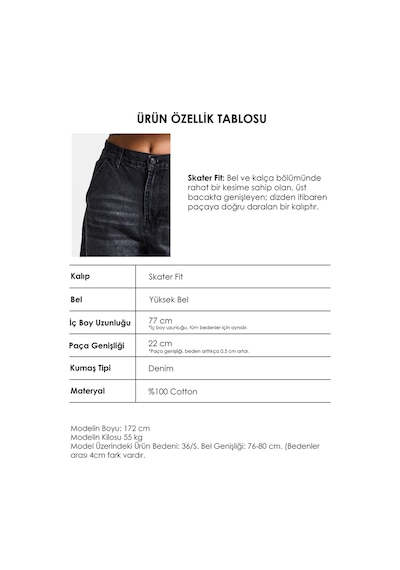 Itsbasic Kadın Koyu Füme Renk Juniper Skater Fit %100 Koton Denim Jean