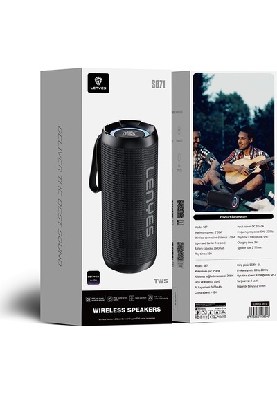 Lenyes S871 Rgb Işıklı Taşınabilir Su Geçirmez Tws Bluetooth Hoparlör Siyah