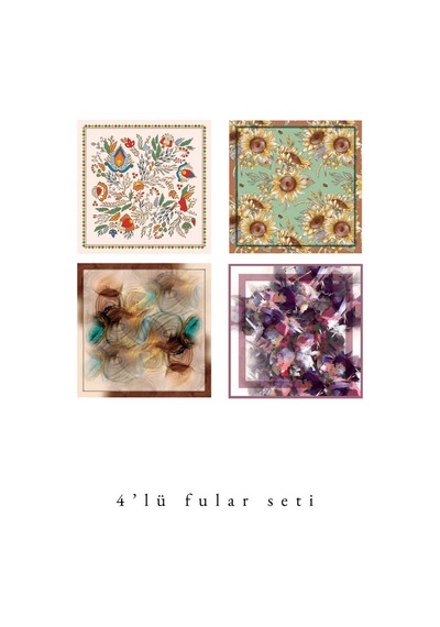 Tarzını Seç Şıklık Serisi 4 Lü Fular Set Estascarf 48x48cm Çok Renkli