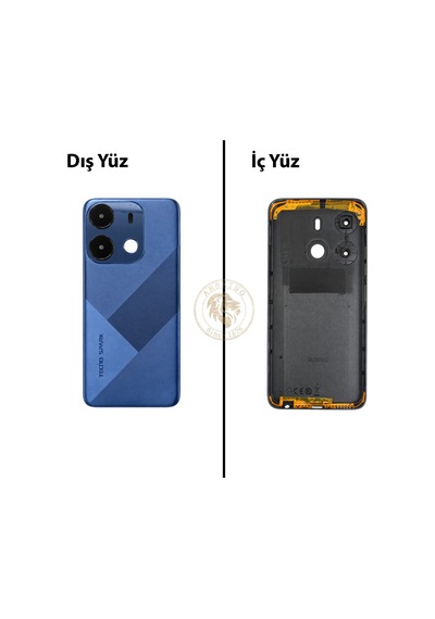 Tecno Spark Go 2021 Lacivert Uyumlu Lensli Arka Kapak Arka Cam Batarya Pil Kapağı Lazer Kesim Diğer