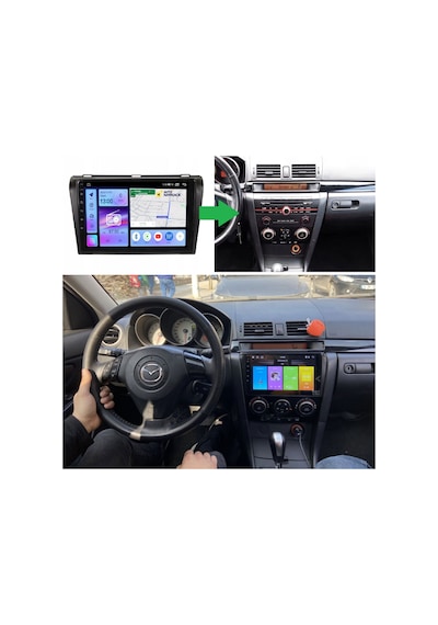Mazda Mazda 3 Araç Multimedya Android Ekran Carplay Navigasyon Double Teyp 2+32 9" 04-09 Black Blueway