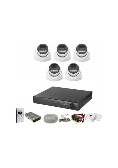 5'li Dome Kamera Seti 2mp 3.6mm Full Color Serisi-129273