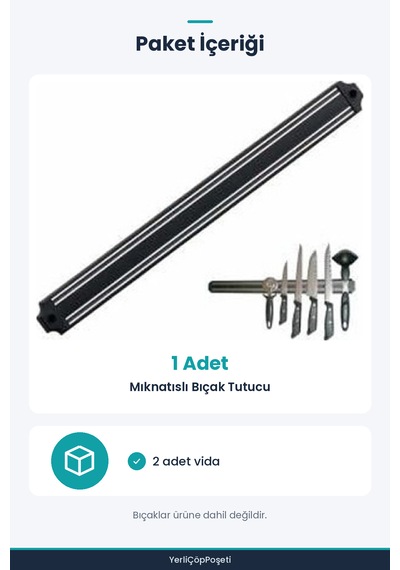 Mıknatıslı Bıçak Askısı 55 Cm Siyah