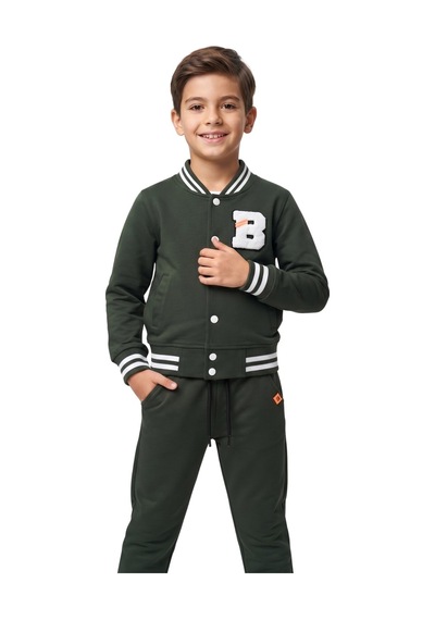 New Kids Erkek Çocuk Eşofman Takımı Yşl Mevsimlik Pamuklu Cepli-91221 Yeşil