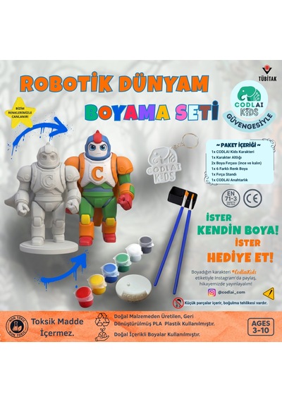 Codlaı Kids Robotik Dünyam 3d Boyama Seti - Çocuklar İçin Eğitici Yaratıcı Oyuncak Boyama Kiti - Kahraman Robot