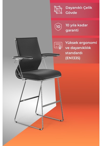 Ergolife Sit 10 Sandalye Krom Ayaklı, Deri Kaplama, Siyah, Bar Sandalyesi -178.22.1.778 Siyah Ergolife Sit 10 Sandalye Krom Ayaklı, Deri Kaplama, Siyah, Bar Sandalyesi -178.22.1.778 Siyah