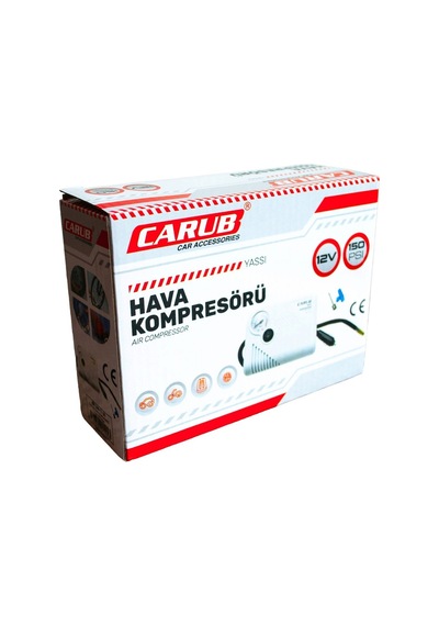 Carub Çakmaklık Girişli Hava Kompresörü 12v 150psi Bisiklet/ Motor/ Oto Lastik Şişirici Pompa Siyah