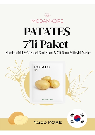 Modamkore 7'li Paket Patates Özlü Kore Yüz Maskesi Gözenek Sıkılaştırıcı