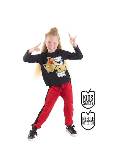 Denokids Rock Kedi Kız Çocuk Pantolon T-shirt Takım