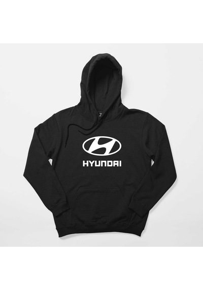 Hyundai White Logo Siyah Kapşonlu Sweatshirt Hoodie