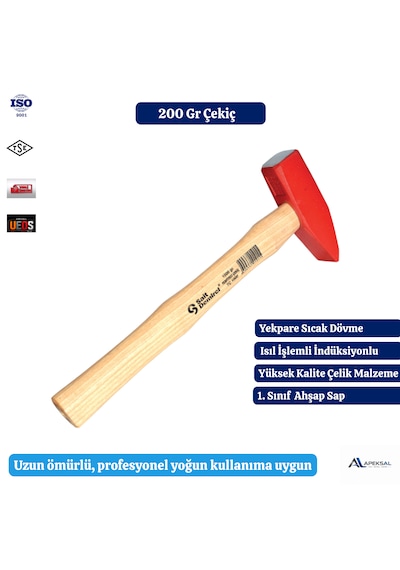 200 Gr Tesviye Çekiç Ahşap Saplı Dövme Çelik Çekiç