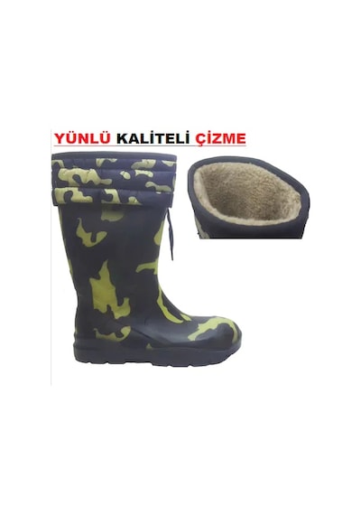 Reçber Yünlü Çizme Katlanır Kaliteli Avcı Kampçı Çizmesi 41No