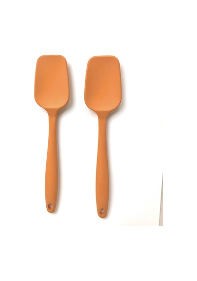 bybirgül Büyük Boy Silikon  Yanmaz Yapışmaz Düz Spatula  Turuncu