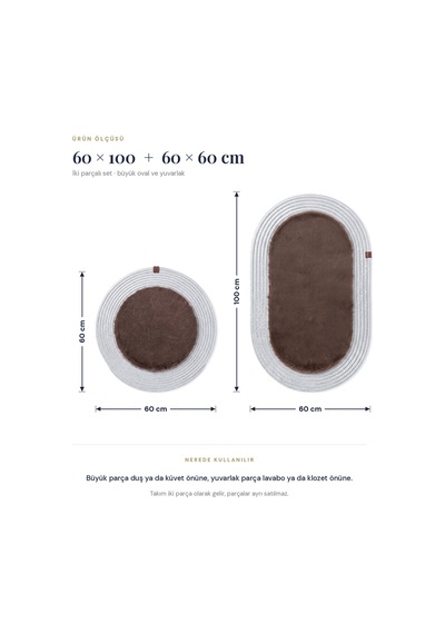Banyo Paspası Takımı 60x100+60x60 Cm Düz Mouss Kahve & Gümüş Kahve - Gümüş