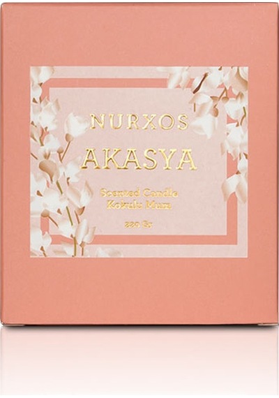 Nurxos 9684 Akasya Kutulu 2 Adet Kokulu Mum + Freshener Oda Spreyi