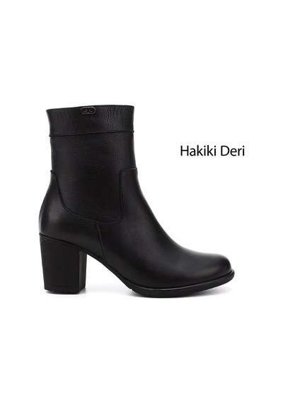 Gönderi(R) Gönderi R Kadın Siyah Floter Fermuarlı Kalın Topuklu Hakiki Deri Bot Gkzb13448457 Siyah Floter