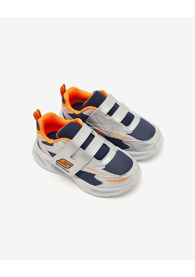 Skechers Meteor-lıghts Küçük Erkek Çocuk Gümüş/turuncu Işıklı Spor Ayakkabı 401498n Slor Gri