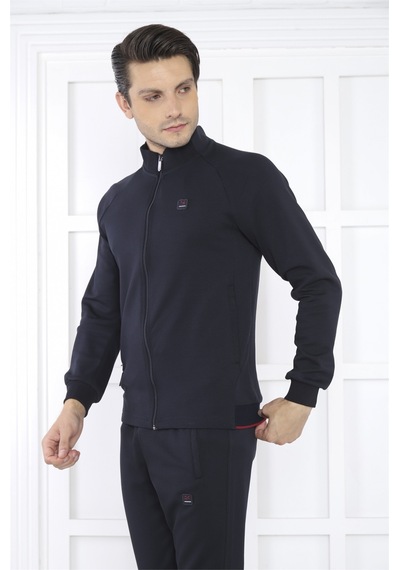 Escetic Erkek Spor Slimfit, Dik Yaka, 4 Cepli, 4 Mevsim Lacivert